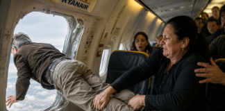 GROZA, KI SE JE ZGODILA NA LETALU RYANAIR: Moža je vleklo skozi razbito okno, žena ga je držala za noge in kričala: »Če umreva, umreva skupaj!«