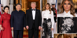 Melania Trump presenetila na državni večerji: skrivnostni cvetlični detajl je imel posebno povezavo s Kitajsko Melania Trump, prva dama ZDA